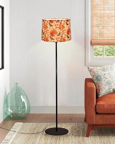 Image of Homesake Modern Floor Lamp for Living Room Traditional Farmhouse Boho Floor Lamp Mid-Century Pole Lamp with Linen Lamp Shade Modern Bohemian Corner Lamp for Living Room Bedroom Office