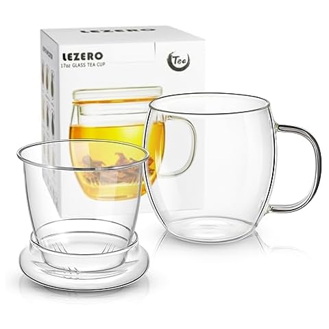 Lezero Borosilicate Glass Tea Cup with Infuser Cover