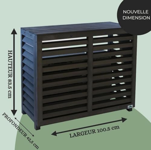 Cache Climatiseur Externe en Bois - Protection Naturelle et Écologique - Résistant aux Intempéries, Design Moderne et Élégant - Grande Taille (XL) - Marque et SAV Français – vue 3