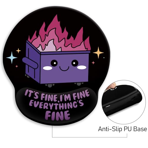 Blusabaca Funny Cute Mouse Pad with Wrist Rest, Dumpster on Fire Ergonomic Mouse Pads Wrist Support for Desk, Mousepad for Wireless Mouse Gaming Laptop Work Home Desk Accessories Office Supplies Decor by Blusabaca - Image 5