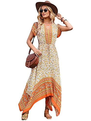 Robe d'été maxi pour femme orange pour sublimer la silhouette en S