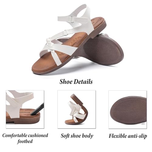 Image of Ataiwee Women's Flat Slide Sandals - Comfortable Open Toe Design,Casual Slip-On with Ankle Strap,Hook-and-Loop Closure Summer Sandals.