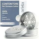 Arista Porta Saponetta da Viaggio Metallo, Contenitore Shampoo Solido in Alluminio con Cop...