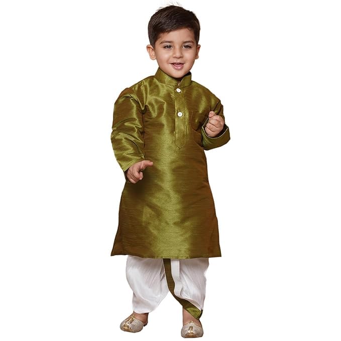 Image of AJ DEZINES Kids Ethnic Wear Pure Cotton Dhoti Kurta Set For Boys