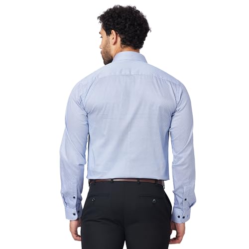 Image of Raymond Men's Slim Fit Pure Cotton Print Pattern Semi Cutaway Collar Full Sleeve Formal Shirt