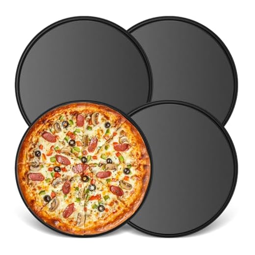 Romon teglia per pizza Rotonda da 4, 26 cm, Acciaio al Carbonio con Rivestimento Teflon, Antiaderente, Sano e Duraturo in acciaio per pasticceria e pizza