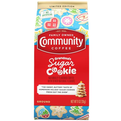 Image of Community Coffee Grandma's Sugar Cookie Ground Coffee, Limited Edition Holiday Flavor, Natural Ingredients, 11 Ounce (Pack of 1)