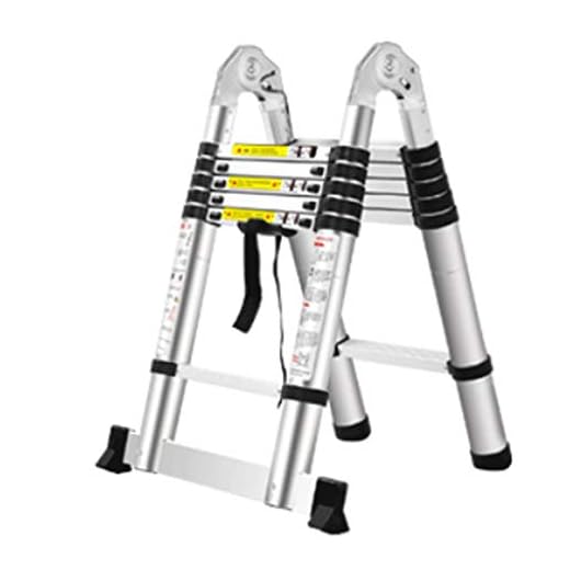 Escadas telescópicas Escada telescópica multifuncional 10 FT Retração de um botão Extensão telescópica de alumínio Escada extensível com capacidade de 330 lbs (tamanho: 10 pés) Yearn for