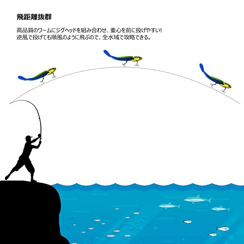 ColorGo バイブレーションジグヘッド ソフトルアー ワームセット シャッドテール メタルジグ17g 21g ヒラメ シーバス 青物 淡水 海釣り両用 (17gジグヘッド 6個) 3枚目