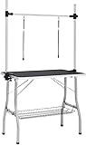 Faltbarer Haustierpflegetisch Höhenverstellbar – Grooming Tisch für Hunde & Katzen, Klappbarer Trimm- und Frisiertisch, Professionell 90x60x76 cm Schwarz