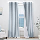 PANELSBURG Light Blue Curtains 84 Inch Length,Linen Back Tab Pleated Black Out Sky Blue Colored Darkening Thermal Insulated Country Farmhouse Blackout Curtain for Summer Bedroom Living Room