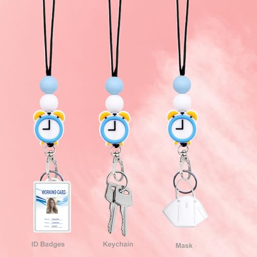 BIHRTC Silicone Retractable Beaded Badge Lanyard Fashion Bead Breakaway Neck Lanyard for Women Nurse Office Workers Student ID Card Wallet Phone — view 6