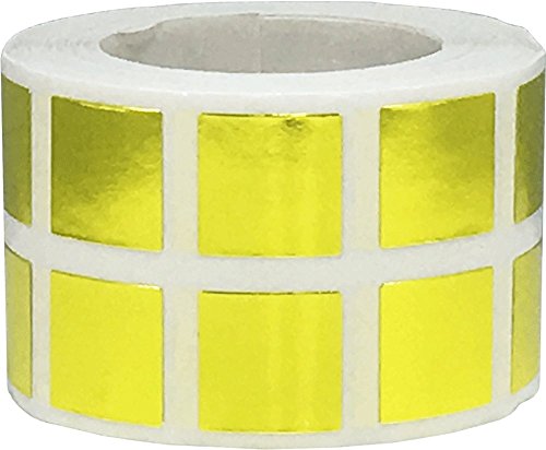 Metallic Gold Square Color Coding Labels for Organizing Inventory 0.50 Inch Square Dots 1,000 Total Adhesive Stickers On A Roll