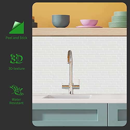 Longking 10-Sheet Self-Adhesive Peel And Stick Backsplash For Kitchen, Vinyl Decorative Tiles (White) #TOP1