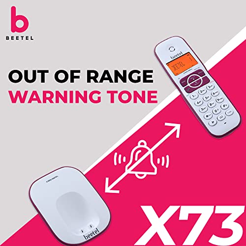 Image of Beetel X73N Cordless 2.4Ghz Cordless Landline Phone with Caller ID Display, 2-Way Speaker Phone with Volume Controls, Auto Answer, Alarm Function, Stylish Design (Red /White)(X73N)
