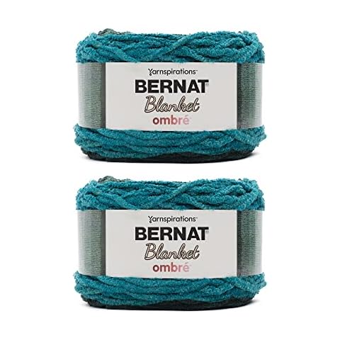 Bernat Blanket Ombre Ocean Teal Ombre Yarn - 2 Pack of 300g/10.5oz - Polyester - 6 Super Bulky - 220 Yards - Knitting/Crochet Cover