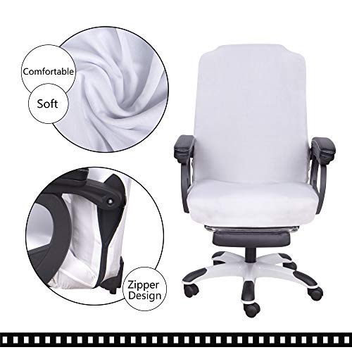 Image of SARAFLORA White Office Chair Covers Stretch Washable Computer Chair Slipcovers for Universal Rotating Boss Chair Middle Size
