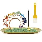 ⭐Soporte para quemador de incienso: nuestro soporte para varillas de incienso está hecho de cristal de piedra triturada y bandeja de metal con un soporte para incienso de calabaza. Este árbol de la vida de cristal está tejido con alambre de cobre y se puede hacer tú mismo en diferentes formas. El portainsencensticks bien elaborado es compacto, duradero y fácil de limpiar. Adecuado para varias ocasiones.