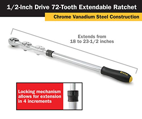 Image of Titan 12073 1 /2-Inch Drive x 18 to 23-1 /2-Inch 72-Tooth Extendable Ratchet (Pack of 12)