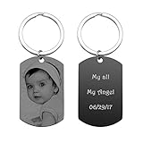 PiercingJ Personalized Custom Picture Text Stainless Steel Dog Tags Keychain Valentine's Mother's Fathers Day Gift (Black&White Photo)