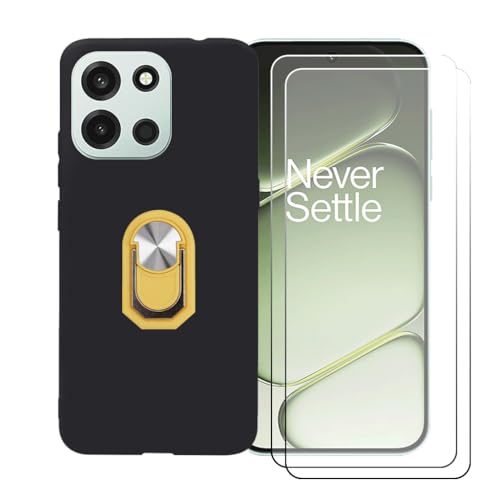 CongJiaLingXi �P�[�X �K�p �� OnePlus Nord 6 (6.78") �����O�T�|�[�g+ [2�p�b�N]�����K���X�X�N���[���v���e�N�^�[�A�_��ȃV���R�[���V�F���o���p�[TPU�ی�J�o�[�������,�C�G���[