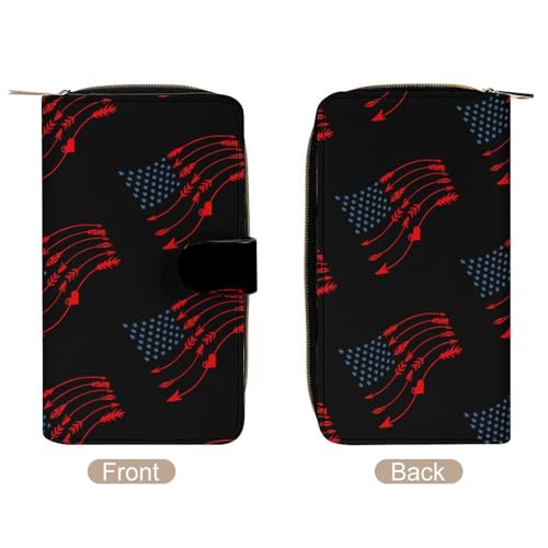 Arrow U.S.A. Flag Long Wallet for Women Men Purses Coin Pouch Credit Card Holder Organizer3