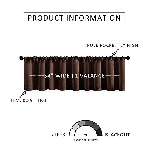 Mrtrees Sheer Valances 54 X 16 Inch Living Brown Room Bedroom Voile Valance Light Filtering Sheers Rod Pocket Window Treatment 1 Panel #TOP1