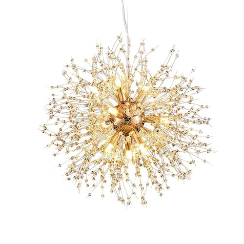 Lustre de feu d'artifice moderne éclairage suspendu au plafond en cristal doré 8 feux