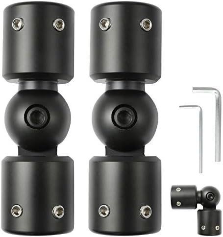 Creatyi Heavy Duty Window Curtain Rod Corner Connector Curtain Rod Connector Hinged Elbow Connector Bay Windows Rod Corner Elbow Connector for 3/4 Inch Bay Window Curtain Rods (Set of 2,Black)