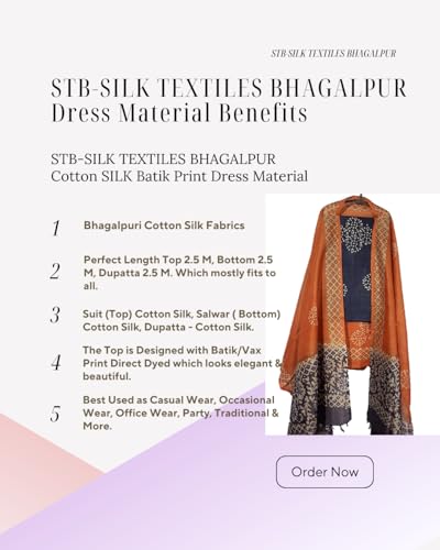 Image of STB-SILK TEXTILES BHAGALPUR Salwar Suit Cotton Silk Batik Print Dress Material Unstitched Suits Piece With Dupatta Dress material for women & girls