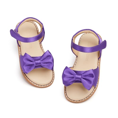 Image of THEE BRON Toddler Girls Sandals Wedding Flower Girl Dress Shoes Open Toe Flats