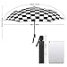 Black White Racing Checkered Flag 3 Folds Travel Umbrella Anti-UV Windproof Umbrellas Fashionable Auto Open Umbrella