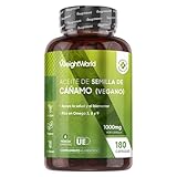 Omega 3 6 9 del Aceite de Cáñamo 1000mg, 180 Cápsulas Veganas, 6 Meses de Suministro - Alternativa Vegetal a los Ácidos Grasos del Pescado, Sin Gluten ni OGM