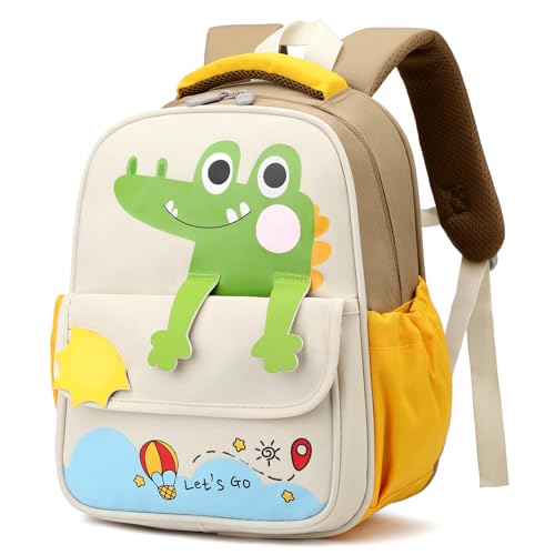 PROTAURI Mochila Infantil Niño con Correa Pectoral, Mochila Guardería Niño Reflectante e Impermeable, Mochila Bebé Guardería Transpirable y Ligera con DIN A4 11,5L para 2 6 Años, Caqui