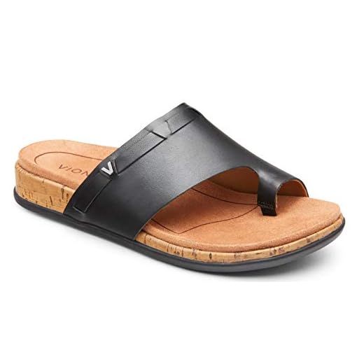 Vionic Women's Cindy Toe-Post Sandal - Ladies Sandals with Concealed Orthotic Arch Support Black 8 Medium US