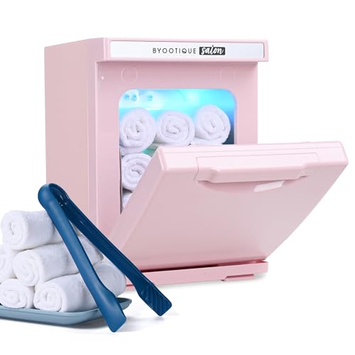 BYOOTIQUE 5L Hot Towel Warmer Mini,2in1 Professional Fast Heating Hot Cabinet for Towel Steamer Beauty Salon Facial Spa Nail Salon Barber Shop,Pink
