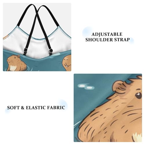 Pigsaly Girls One Piece Swimsuits Cartoon Capybara Sea Bubble Kids Cross Back Swimwear Toddler Beach Sport Bathing Suit 3T3