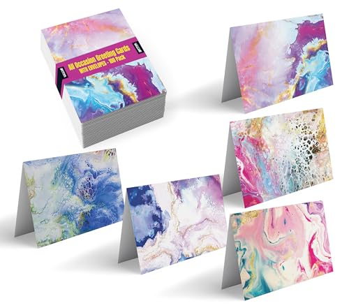 Better Office Products 100-Pack All Occasion Greeting Cards, Assorted Blank Note Cards, 4 x 6 inch, 5 Abstract...