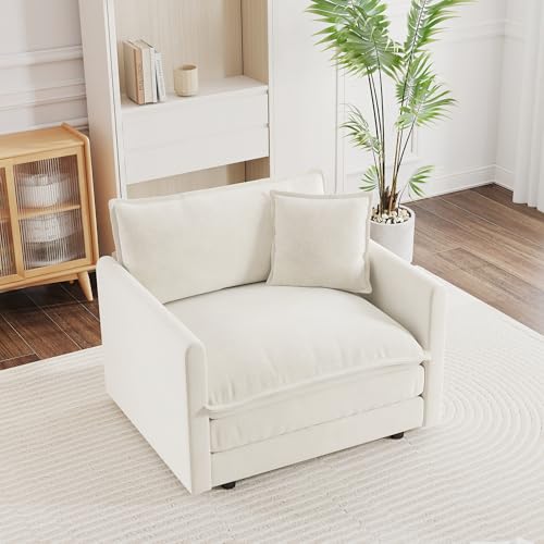 Sillón Plegable Chenille Blanco miniatura 4