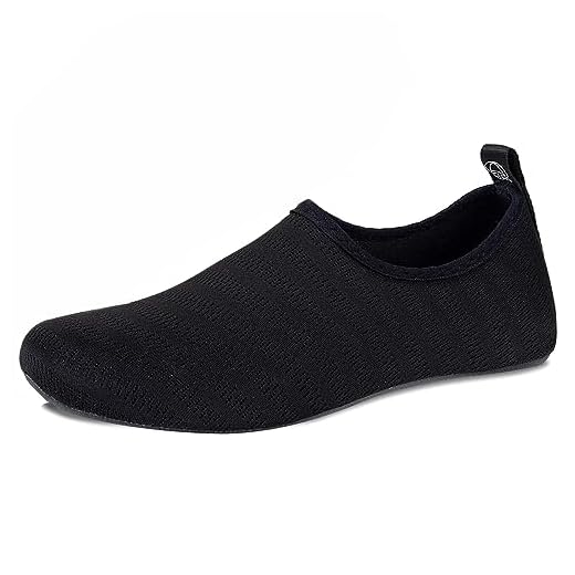 WateLves Water Shoes for Womens Mens Barefoot Quick-Dry Aqua Socks for Beach Swim Surf Yoga Exercise (Stripe-Black, 46/47)