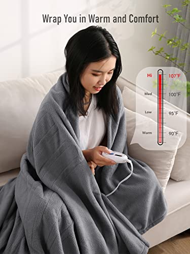 Curecure Electric Heated Blanket Full Size 77'' X 84'' Electric Blanket For Whole Body Warming, Etl And Fcc Certification Fast Heating With 4 Heating Levels & 10 Hours Auto Off, Machine Washable #TOP6