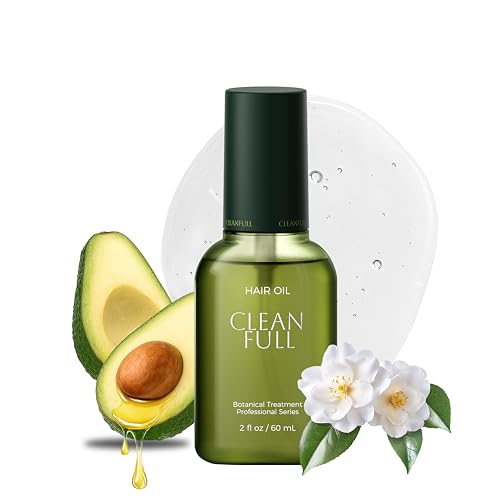 CLEANFULL Botanical Hair Oil, Lightweight Professional Treatment to Strengthen, Repair & Boost Shine, Frizz-Control, Vegan & Cruelty-Free Hair Essence, 2 Fl Oz