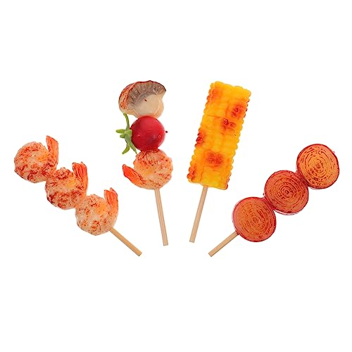FOYTOKI Realistic Fake BBQ Skewers 4pcs Mini Food Toy Props