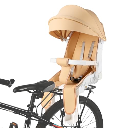Rear Child Bike Seat Toddlers Rear Mount Bike seat with Sun Canopy Toddler Bicycle Seat with Guardrail Cushioned Backrest Rear Mounted Kids Bike Carrier for Most Adult Bike for Over 1 Years Old