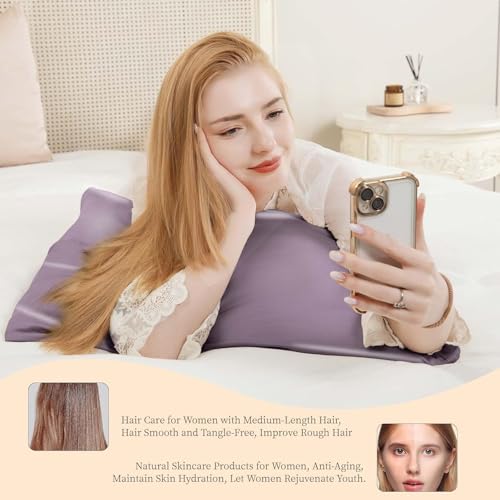 Image of RAGGLE Satin Silk Pillowcase for Hair and Skin Standard Size 18 inchX 28 inch with Soft Breathable Smooth Cooling Pillow Covers for Sleeping or Pillow Protector (4, Rose Pink)