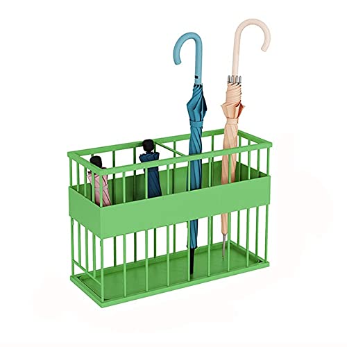 Sywlwxkq Umbrella Stand Rack,Umbrella Stand Metal Wrought Iron,Household Hotel Business Umbrella Bucket,Removable Drip Tray,Green,64X24X44Cm