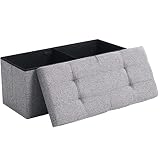 CUYOCA Storage Ottoman Bench Foldable Seat Footrest Shoe Bench End of Bed Storage with Flipping Lid,