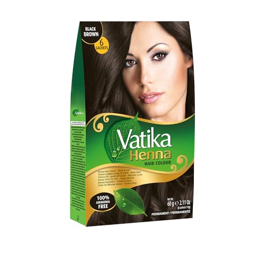 Vatika Henna Hair Colour - Black Brown, 100% libre de amonia, color de pelo negro y marrón, 60 g