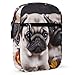 Personalized Small Crossbody Bag Water Resistant Messenger Bags Mini Puppys Pug Printing SlingBag For Men Women