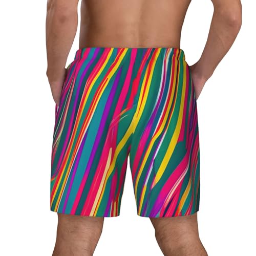 Rainbow Lines Print Mens Swim Shorts Trunks Inseam Compression Liner Quick Dry Zipper Pocket4